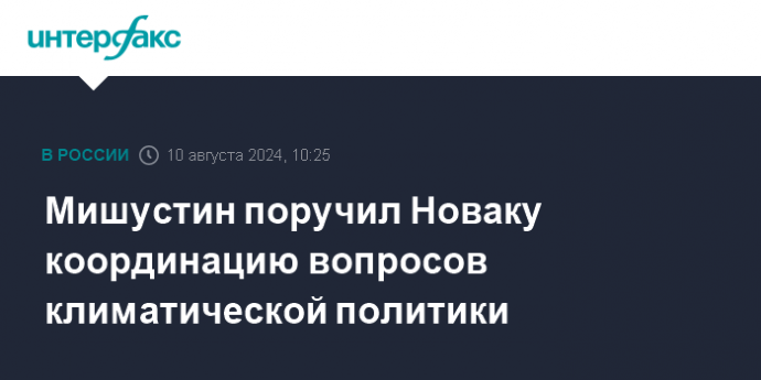 Мишустин поручил Новаку координацию вопросов климатической политики