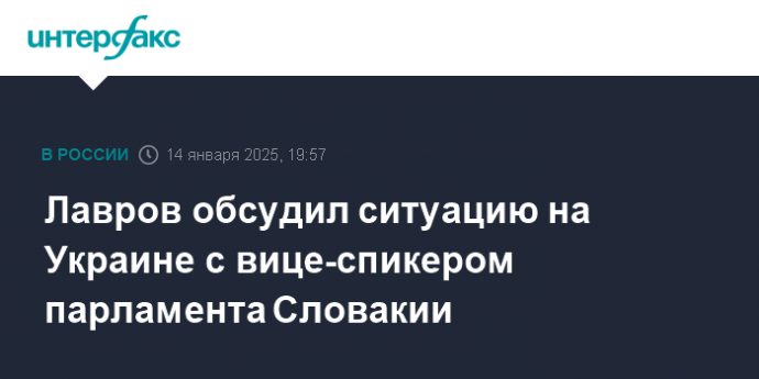 Лавров обсудил ситуацию на Украине с вице-спикером парламента Словакии