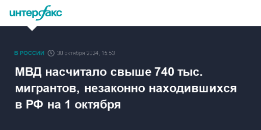 МВД насчитало свыше 740 тыс. мигрантов, незаконно находившихся в РФ на 1 октября