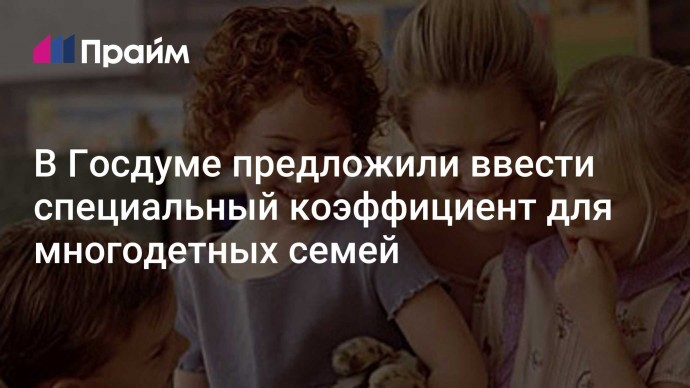 В Госдуме предложили ввести специальный коэффициент для многодетных семей