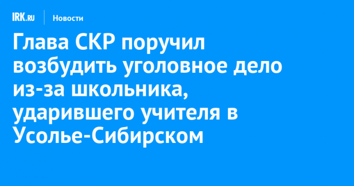 Глава СКР поручил возбудить уголовное дело из-за школьника, ударившего учителя в Усолье-Сибирском