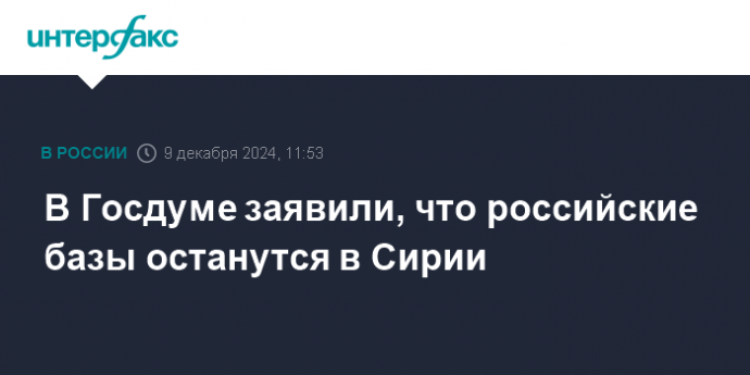 В Госдуме заявили, что российские базы останутся в Сирии