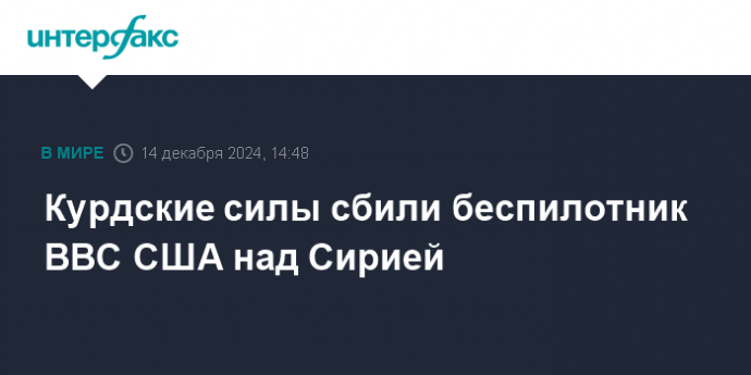 Курдские силы сбили беспилотник ВВС США над Сирией