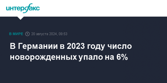 В Германии в 2023 году число новорожденных упало на 6%