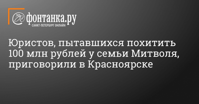 Юристов, пытавшихся похитить 100 млн рублей у семьи Митволя, приговорили в Красноярске