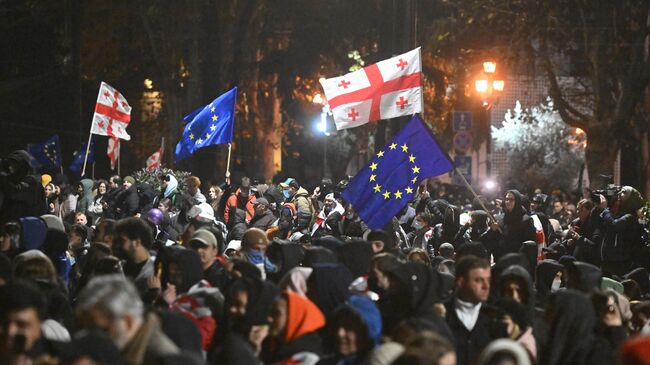 Протестующие в Тбилиси приводят на митинги детей, несмотря на призыв МВД