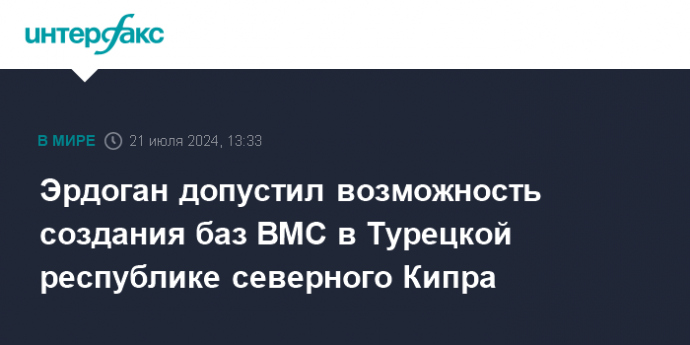 Эрдоган допустил возможность создания баз ВМС в Турецкой республике северного Кипра