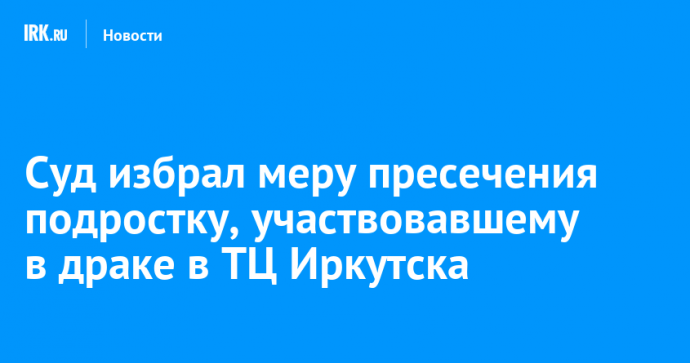 Суд избрал меру пресечения подростку, участвовавшему в драке в ТЦ Иркутска