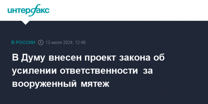 В Думу внесен проект закона об усилении ответственности за вооруженный мятеж