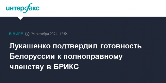 Лукашенко подтвердил готовность Белоруссии к полноправному членству в БРИКС