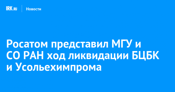 Росатом представил МГУ и СО РАН ход ликвидации БЦБК и Усольехимпрома