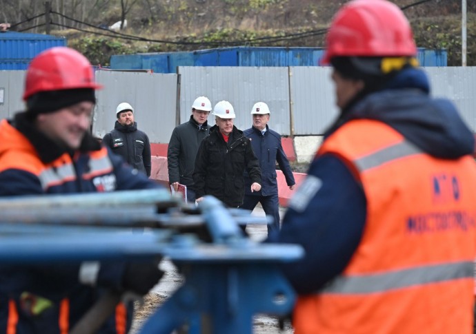 Осмотр строящегося участка Московского скоростного диаметра вдоль Каспийской улицы от Кантемировской улицы до Павелецкого направления МЖД