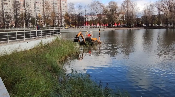 В ярославском парке 30-летия Победы начались подготовительные работы по очистке пруда