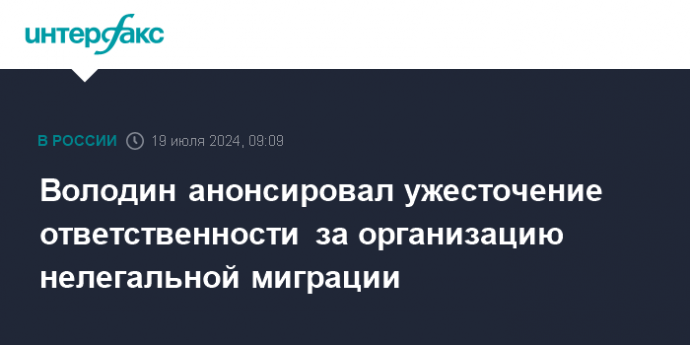 Володин анонсировал ужесточение ответственности за организацию нелегальной миграции