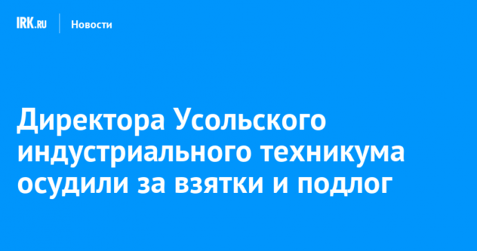 Директора Усольского индустриального техникума осудили за взятки и подлог