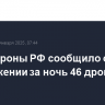 Минобороны РФ сообщило об уничтожении за ночь 46 дронов ВСУ