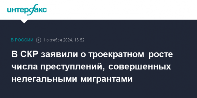 В СКР заявили о троекратном росте числа преступлений, совершенных нелегальными мигрантами