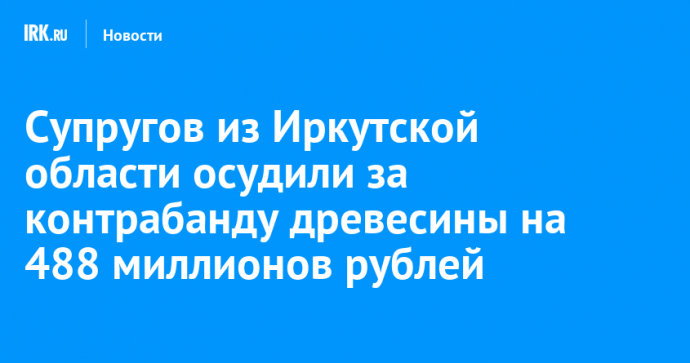 Супругов из Иркутской области осудили за контрабанду древесины на 488 миллионов рублей