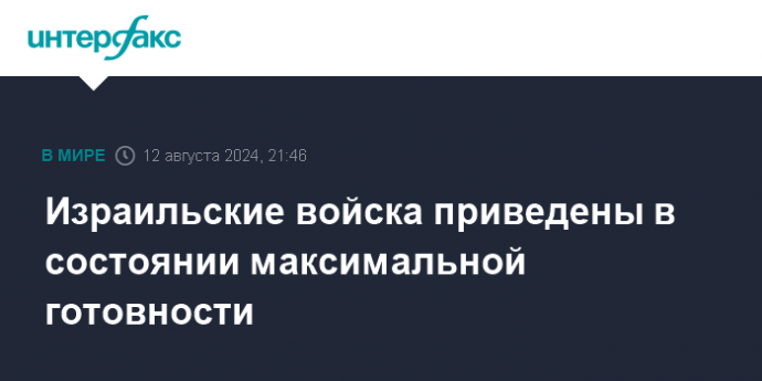 Израильские войска приведены в состоянии максимальной готовности