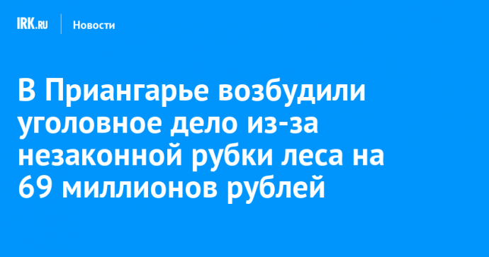 В Приангарье возбудили уголовное дело из-за незаконной рубки леса на 69 миллионов рублей