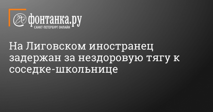 На Лиговском иностранец задержан за нездоровую тягу к соседке-школьнице