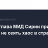 Новый глава МИД Сирии призвал Тегеран не сеять хаос в стране