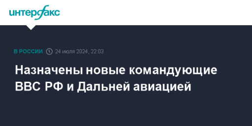 Назначены новые командующие ВВС РФ и Дальней авиацией