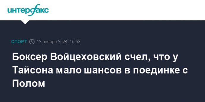 Боксер Войцеховский счел, что у Тайсона мало шансов в поединке с Полом