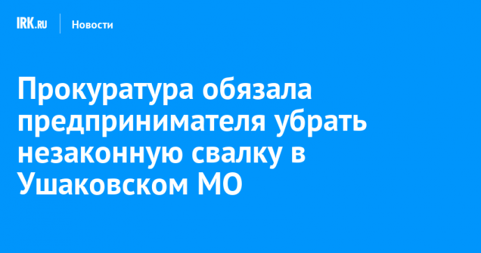 Прокуратура обязала предпринимателя убрать незаконную свалку в Ушаковском МО