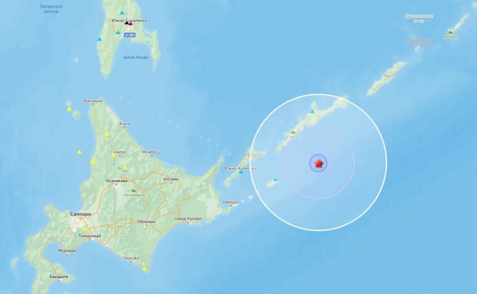 В океане возле Курил произошло землетрясение