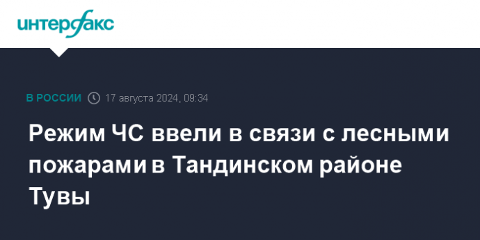 Режим ЧС ввели в связи с лесными пожарами в Тандинском районе Тувы