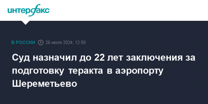 Суд назначил до 22 лет заключения за подготовку теракта в аэропорту Шереметьево