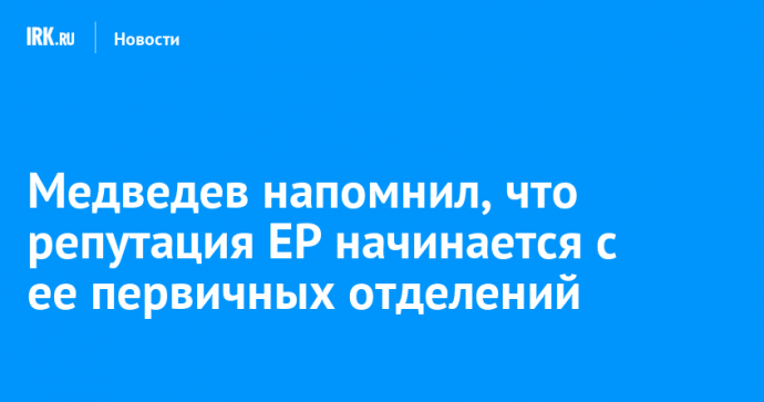 Медведев напомнил, что репутация ЕР начинается с ее первичных отделений