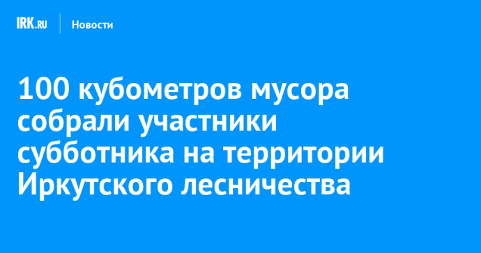 100 кубометров мусора собрали участники субботника на территории Иркутского лесничества