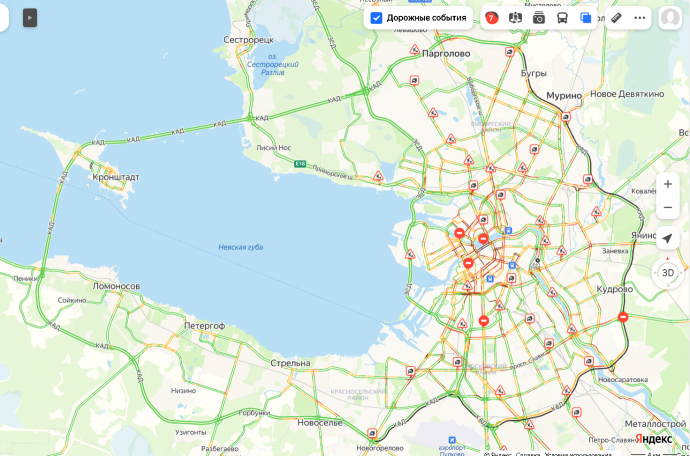 Пробки в Петербурге растут, общественный транспорт опаздывает, а на КАД лучше не соваться