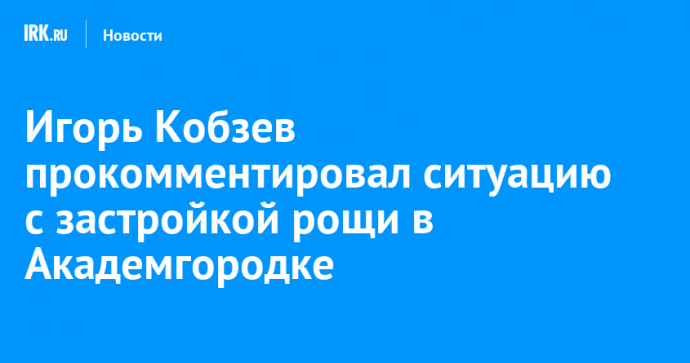 Игорь Кобзев прокомментировал ситуацию с застройкой рощи в Академгородке