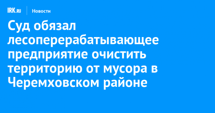 Суд обязал лесоперерабатывающее предприятие очистить территорию от мусора в Черемховском районе