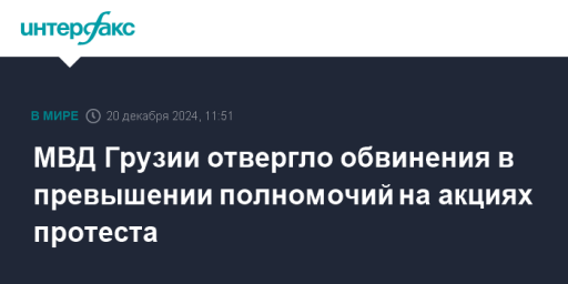 МВД Грузии отвергло обвинения в превышении полномочий на акциях протеста