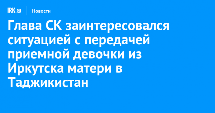 Глава СК заинтересовался ситуацией с передачей приемной девочки из Иркутска матери в Таджикистан