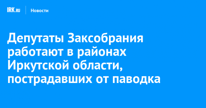 Депутаты Заксобрания работают в районах Иркутской области, пострадавших от паводка