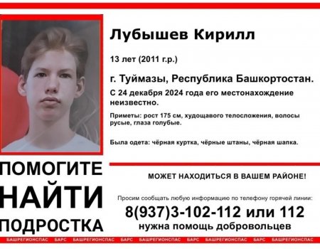 В Башкирии пропал 13-летний подросток