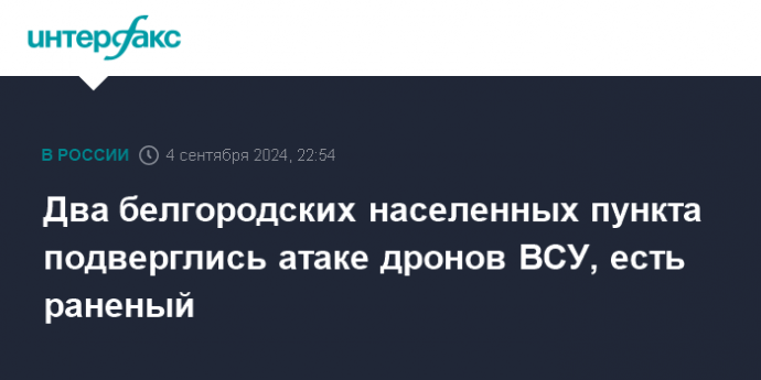 Два белгородских населенных пункта подверглись атаке дронов ВСУ, есть раненый