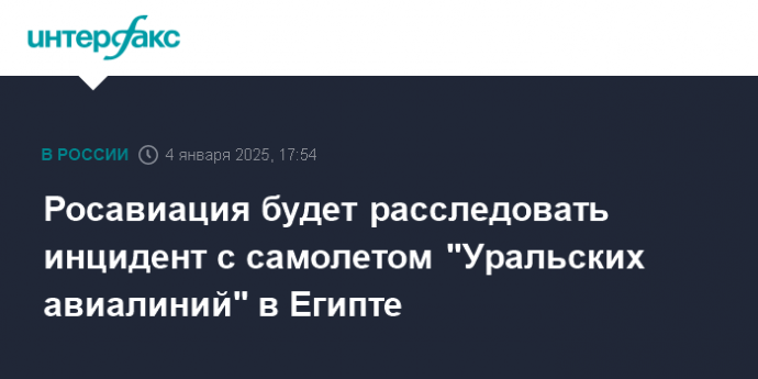 Росавиация будет расследовать инцидент с самолетом "Уральских авиалиний" в Египте