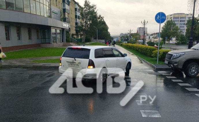 В Южно-Сахалинске сфотографировали авто любителя кататься по тротуарам