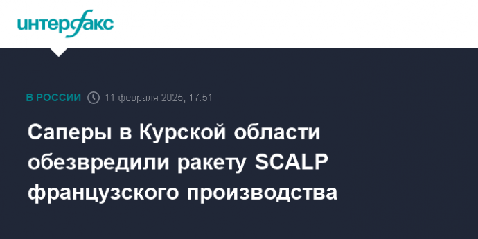 Саперы в Курской области обезвредили ракету SCALP французского производства