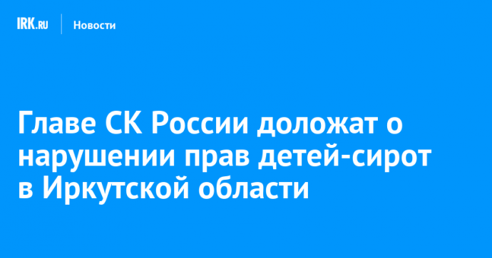 Главе СК России доложат о нарушении прав детей-сирот в Иркутской области