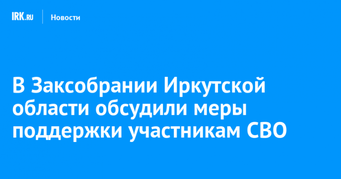 В Заксобрании Иркутской области обсудили меры поддержки участникам СВО