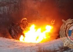 "Хендэ" съехала с дороги и сгорела, водитель погиб