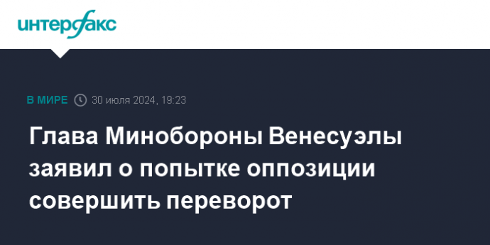 Глава Минобороны Венесуэлы заявил о попытке оппозиции совершить переворот