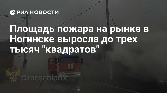 Площадь пожара на рынке в Ногинске выросла до трех тысяч "квадратов"